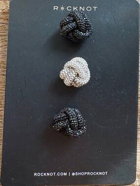 Rocknot Black and Silver Magic Buttons, Crystal Knot Button Replacements, NWT